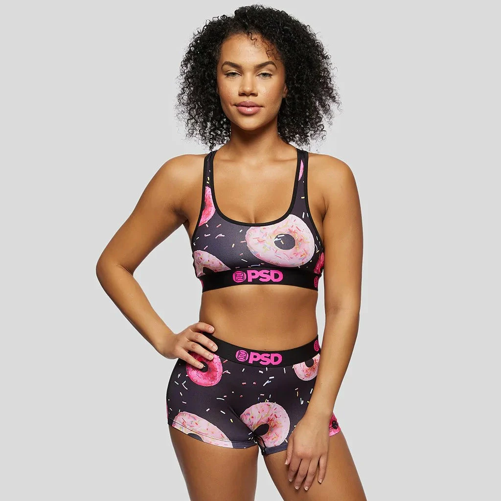 Women's PSD Donut Kill My Vibe Sports Bra BLACK 3 Women's PSD Donut Kill My Vibe Sports Bra BLACK