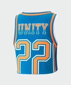 Women's PUMA Ballin' Cropped Basketball Jersey BLUE -Women Shop 53420601 02