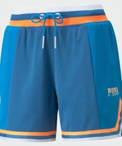 Women's PUMA Swish Maker Printed Basketball Shorts Blue BLUE