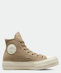 Women's Converse Chuck Taylor All Star Lift Platform Suede Nomad Khaki KHAKI