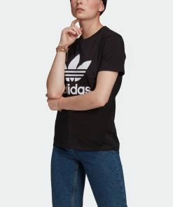 Women's Adidas Originals Adicolor Classics Trefoil Tee Black BLACK -Women Shop GN2896 3