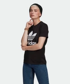 Women's Adidas Originals Adicolor Classics Trefoil Tee Black BLACK -Women Shop GN2896 4