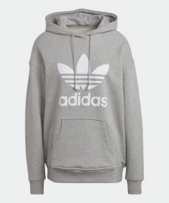 Women's Adidas Originals Adicolor Trefoil Hoodie Grey GRAY