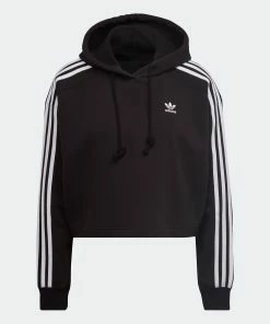 Women's Adidas Originals Adicolor Classics Cropped Hoodie Black BLACK
