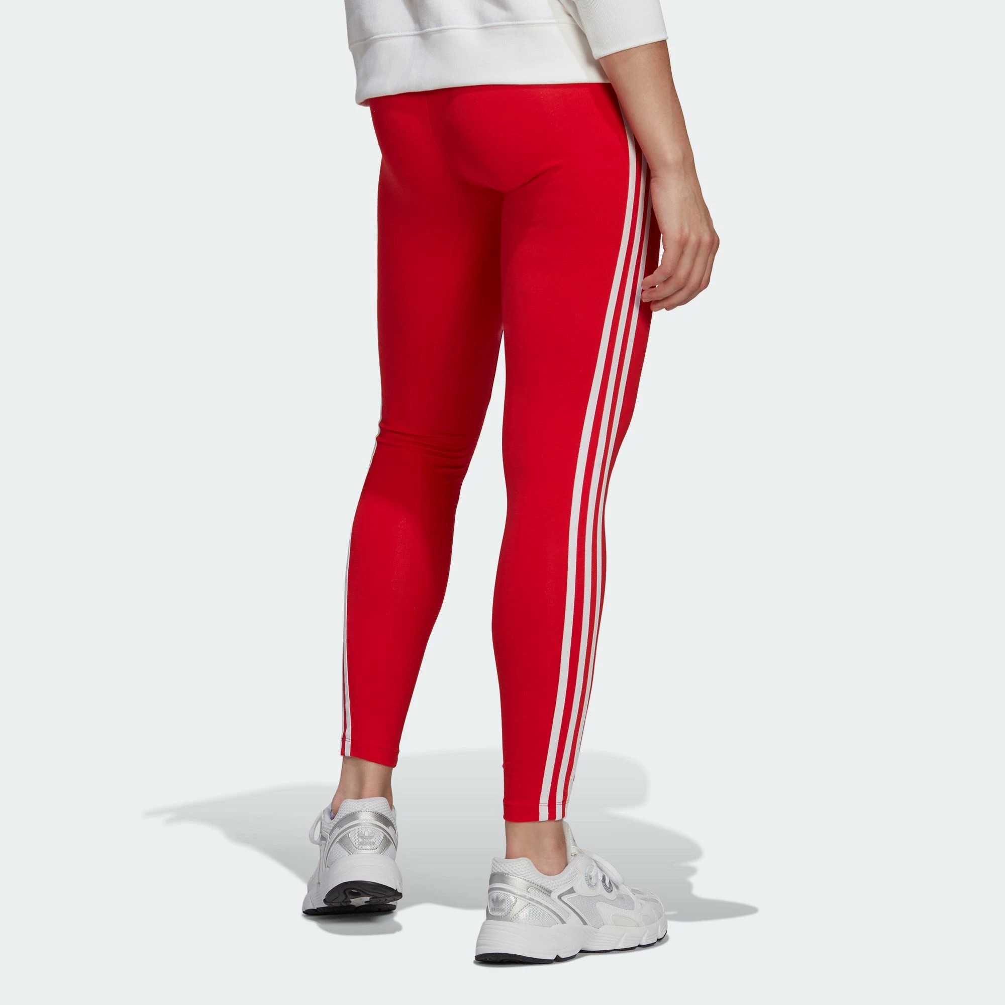 Women's Adidas Originals Adicolor 3-Stripes Leggings Vivid Red RED 6 Women's Adidas Originals Adicolor 3-Stripes Leggings Vivid Red RED - Image 4