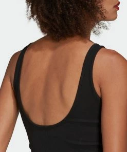 Women's Adidas Originals Essentials Rib Tank Top Black BLACK -Women Shop HF3399 1