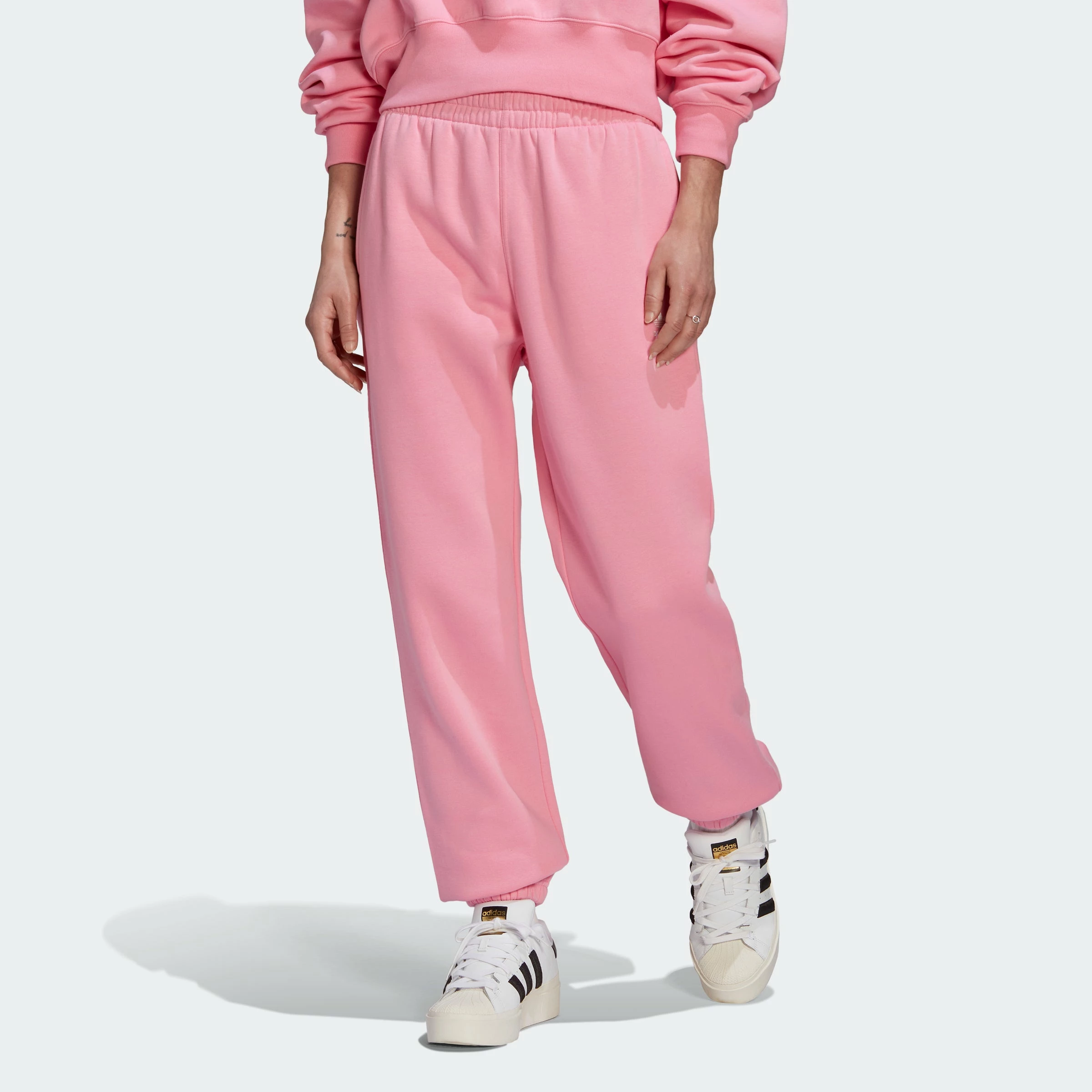 Women's Adidas Originals Adicolor Essentials Fleece Joggers Bliss Pink PINK 4 Women's Adidas Originals Adicolor Essentials Fleece Joggers Bliss Pink PINK - Image 2