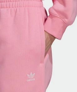 Women's Adidas Originals Adicolor Essentials Fleece Joggers Bliss Pink PINK 12 Women's Adidas Originals Adicolor Essentials Fleece Joggers Bliss Pink PINK -Women Shop HJ7864 6 APPAREL OnModel DetailView1 grey