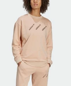 Women's Adidas Originals Crew Sweatshirt Halo Blush BEIGE -Women Shop HM4867 5