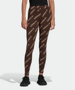 Women's Adidas Originals Leggings Brown BROWN -Women Shop HM4875 6