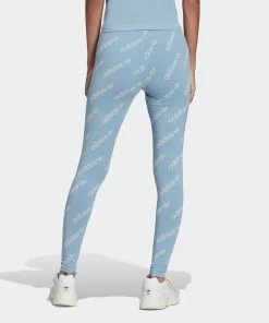 Women's Adidas Originals Leggings Ambient Sky LIGHT BLUE 14 Women's Adidas Originals Leggings Ambient Sky LIGHT BLUE -Women Shop HM4877 APP on model back gradient