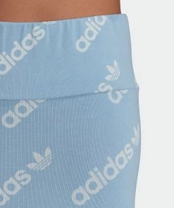 Women's Adidas Originals Leggings Ambient Sky LIGHT BLUE 15 Women's Adidas Originals Leggings Ambient Sky LIGHT BLUE -Women Shop HM4877 APP on model detail 1 gradient
