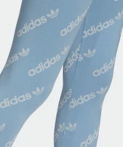 Women's Adidas Originals Leggings Ambient Sky LIGHT BLUE 16 Women's Adidas Originals Leggings Ambient Sky LIGHT BLUE -Women Shop HM4877 APP on model detail 2 gradient