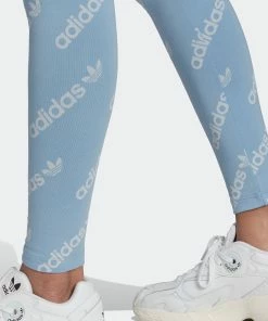 Women's Adidas Originals Leggings Ambient Sky LIGHT BLUE 17 Women's Adidas Originals Leggings Ambient Sky LIGHT BLUE -Women Shop HM4877 APP on model detail 3 gradient