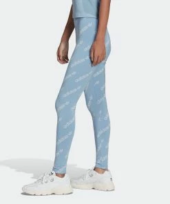 Women's Adidas Originals Leggings Ambient Sky LIGHT BLUE 13 Women's Adidas Originals Leggings Ambient Sky LIGHT BLUE -Women Shop HM4877 APP on model side gradient