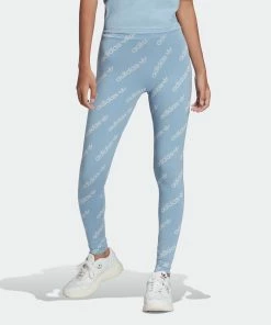 Women's Adidas Originals Leggings Ambient Sky LIGHT BLUE 11 Women's Adidas Originals Leggings Ambient Sky LIGHT BLUE -Women Shop HM4877 APP on model standard gradient