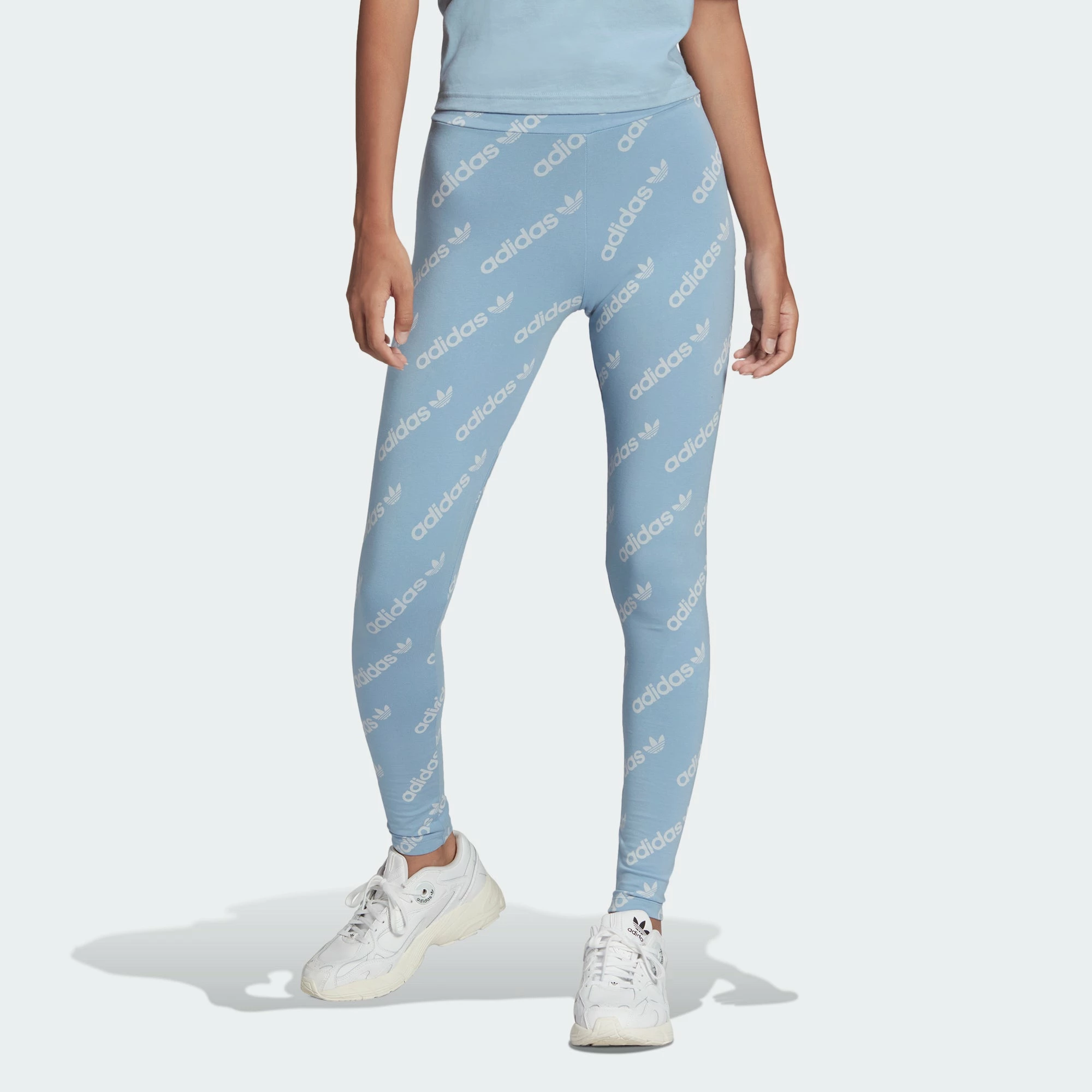 Women's Adidas Originals Leggings Ambient Sky LIGHT BLUE 4 Women's Adidas Originals Leggings Ambient Sky LIGHT BLUE - Image 2