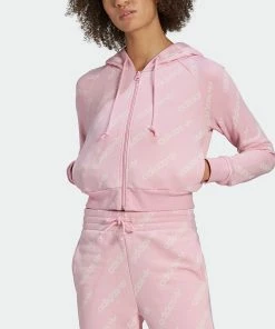 Women's Adidas Originals Cropped Monogram Jacket True Pink PINK -Women Shop HM4888 4