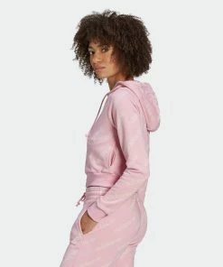 Women's Adidas Originals Cropped Monogram Jacket True Pink PINK -Women Shop HM4888 5