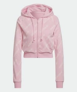 Women's Adidas Originals Cropped Monogram Jacket True Pink PINK