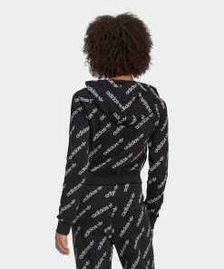 Women's Adidas Originals Cropped Monogram Jacket Black BLACK 15 Women's Adidas Originals Cropped Monogram Jacket Black BLACK -Women Shop HM4889 7