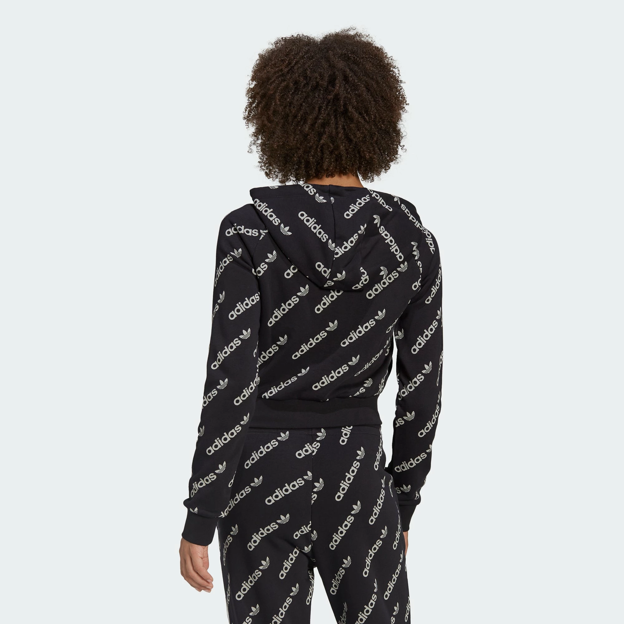 Women's Adidas Originals Cropped Monogram Jacket Black BLACK 7 Women's Adidas Originals Cropped Monogram Jacket Black BLACK - Image 5