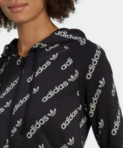 Women's Adidas Originals Cropped Monogram Jacket Black BLACK 17 Women's Adidas Originals Cropped Monogram Jacket Black BLACK -Women Shop HM4889 8