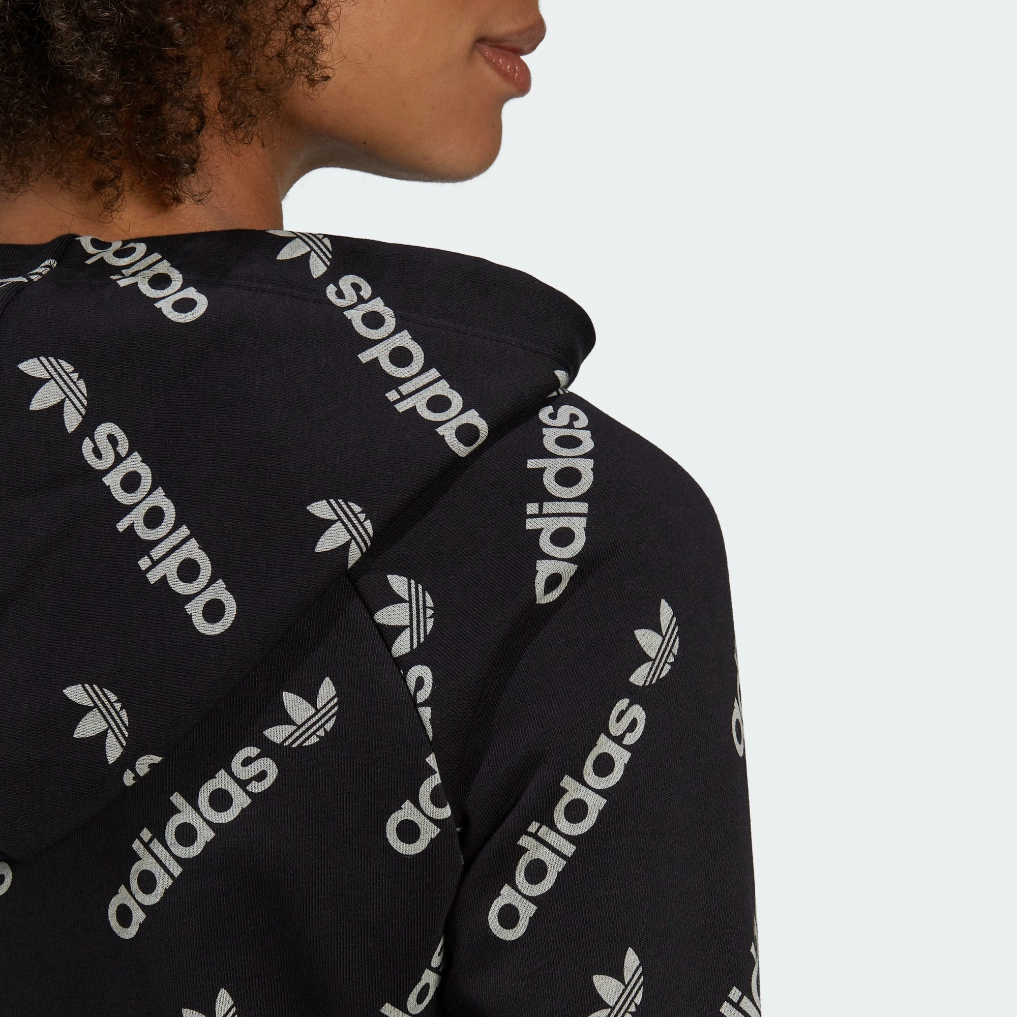 Women's Adidas Originals Cropped Monogram Jacket Black BLACK 11 Women's Adidas Originals Cropped Monogram Jacket Black BLACK - Image 9