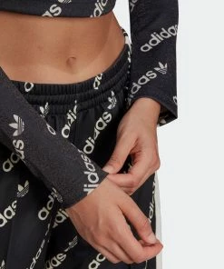 Women's Adidas Originals Long Sleeve Crop Top Black BLACK -Women Shop HM4894 2