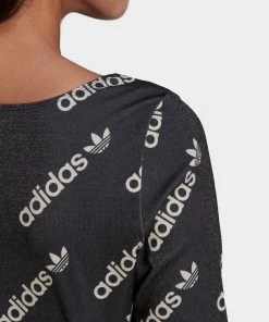 Women's Adidas Originals Long Sleeve Crop Top Black BLACK -Women Shop HM4894 3