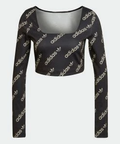 Women's Adidas Originals Long Sleeve Crop Top Black BLACK