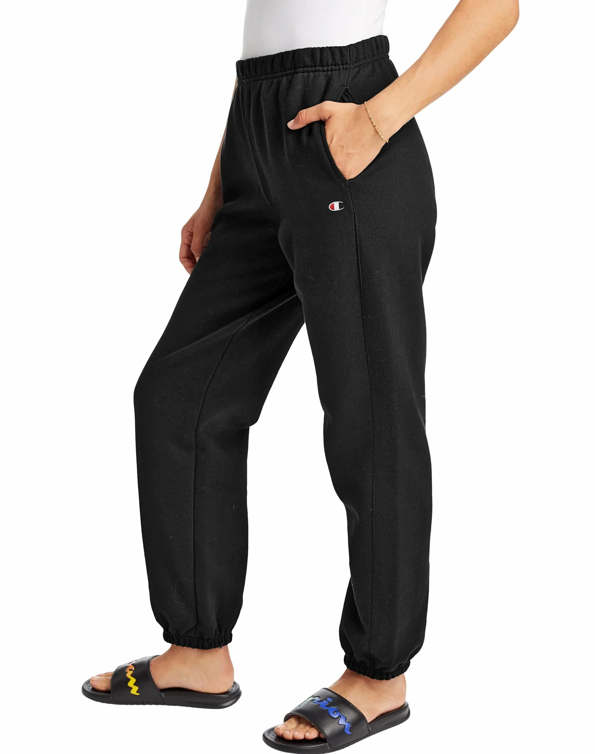 Women's Champion Reverse Weave Oversized Sweatpants Black BLACK 4 Women's Champion Reverse Weave Oversized Sweatpants Black BLACK - Image 3