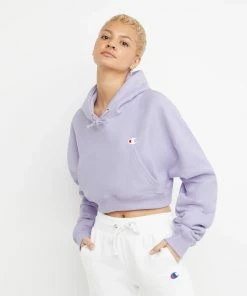 Women's Champion RW Drop Shoulder Cropped Hoodie Urban Lilac PURPLE