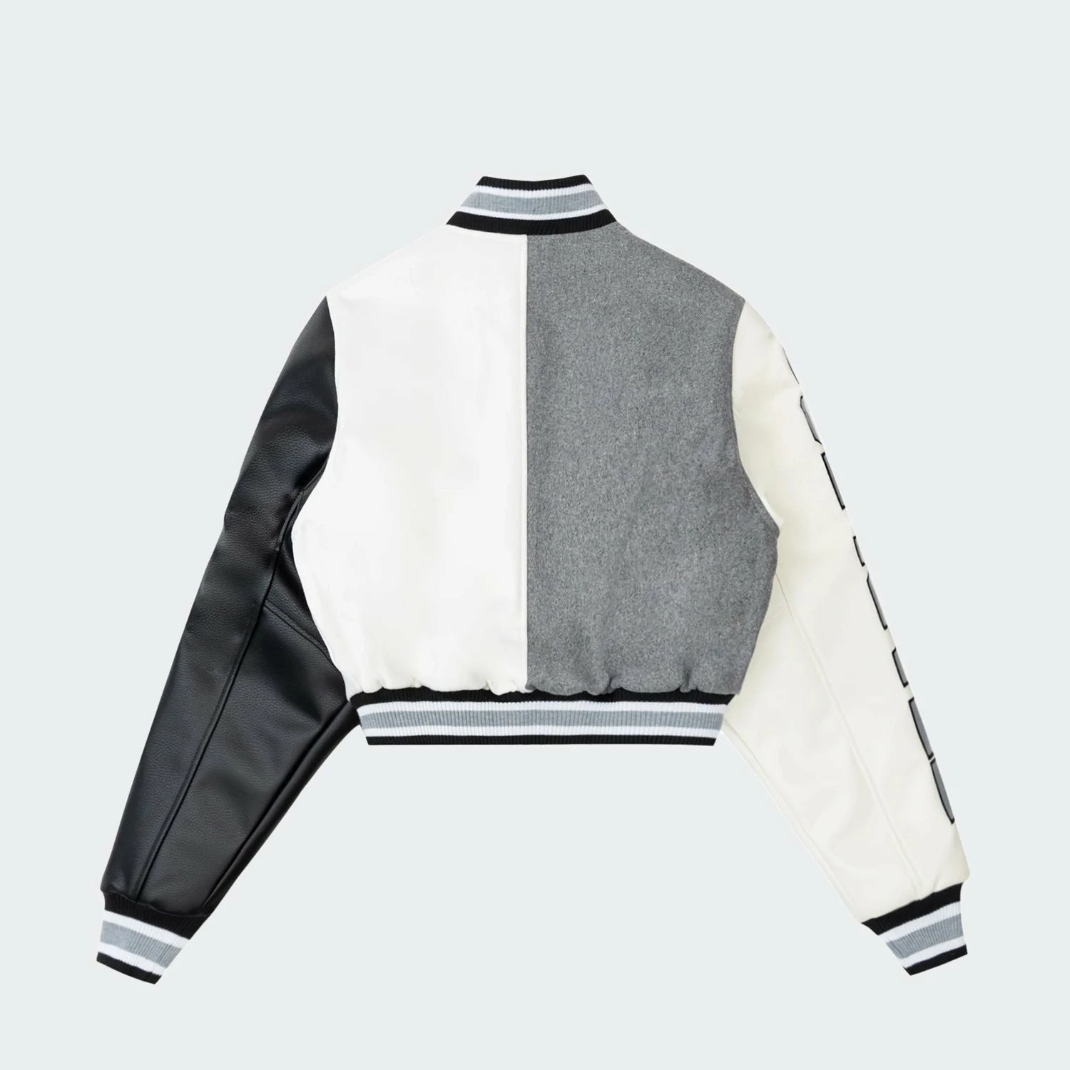 Women's Smoke Rise Melton Wool Crop Fashion Varsity Jacket Light Grey LIGHT GRAY 8 Women's Smoke Rise Melton Wool Crop Fashion Varsity Jacket Light Grey LIGHT GRAY - Image 6