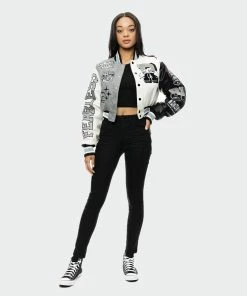 Women's Smoke Rise Melton Wool Crop Fashion Varsity Jacket Light Grey LIGHT GRAY 10 Women's Smoke Rise Melton Wool Crop Fashion Varsity Jacket Light Grey LIGHT GRAY -Women Shop Smoke Rise MELTON WOOL CROP FASHION VARSITY JACKET LIGHT GREY AJ22901LGY 03