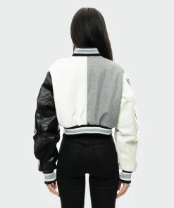 Women's Smoke Rise Melton Wool Crop Fashion Varsity Jacket Light Grey LIGHT GRAY 12 Women's Smoke Rise Melton Wool Crop Fashion Varsity Jacket Light Grey LIGHT GRAY -Women Shop Smoke Rise MELTON WOOL CROP FASHION VARSITY JACKET LIGHT GREY AJ22901LGY 04