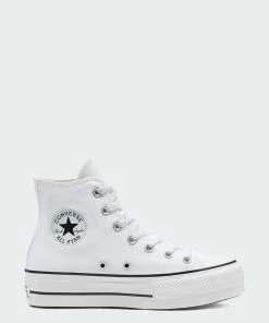 Women's Converse Canvas Platform Chuck Taylor All Star High Top Shoes White WHITE