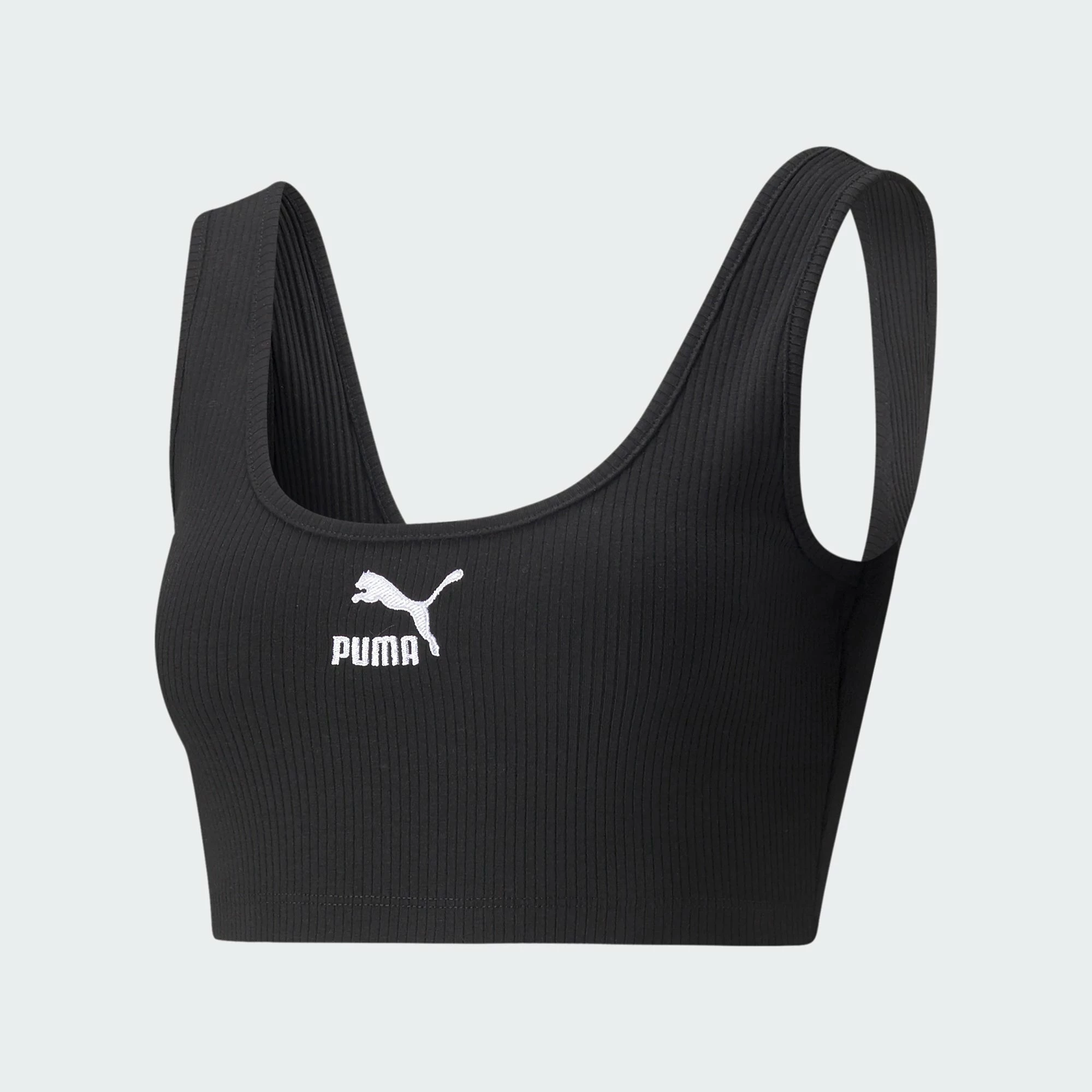 Women's PUMA Classics Ribbed Crop Top Black BLACK 3 Women's PUMA Classics Ribbed Crop Top Black BLACK