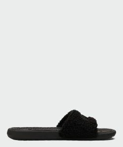 Women's PUMA Cool Cat Sherpa Slides Black BLACK