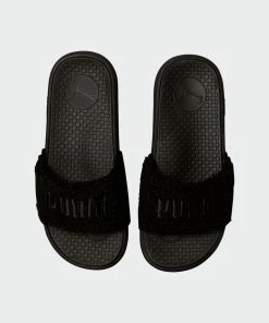 Women's PUMA Cool Cat Sherpa Slides Black BLACK -Women Shop Women s PUMA Cool Cat Sherpa Slides Black 38345301 04