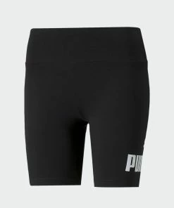 Women's PUMA Essentials Logo Short Leggings Black BLACK