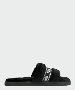 Women's PUMA Fluff Remix Slides Black BLACK