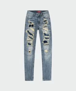 Women's Smoke Rise Heavy Rip & Repair Semi Basic Denim Vegas Blue BLUE