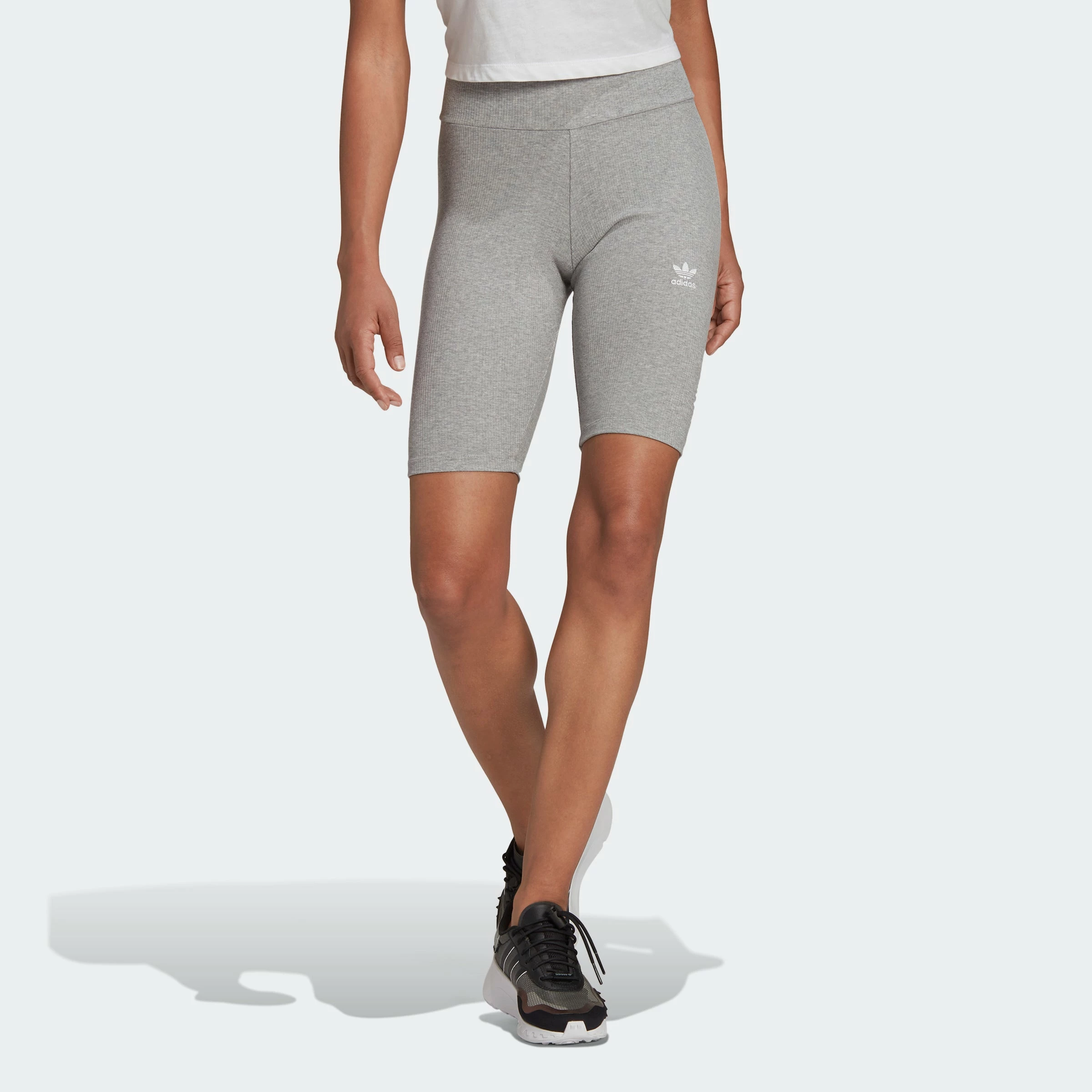Women's Adidas Originals Adicolor Essentials Biker Shorts Grey GRAY 4 Women's Adidas Originals Adicolor Essentials Biker Shorts Grey GRAY - Image 2