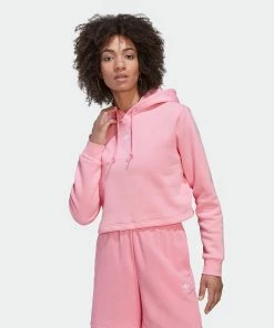 Women's Adidas Originals Adicolor Essentials Crop Fleece Hoodie Bliss Pink PINK -Women Shop Women sadidasOriginalsAdicolorEssentialsCropFleeceHoodieBlissPinkHJ7853 2