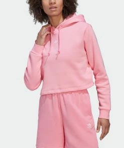 Women's Adidas Originals Adicolor Essentials Crop Fleece Hoodie Bliss Pink PINK -Women Shop Women sadidasOriginalsAdicolorEssentialsCropFleeceHoodieBlissPinkHJ7853 3