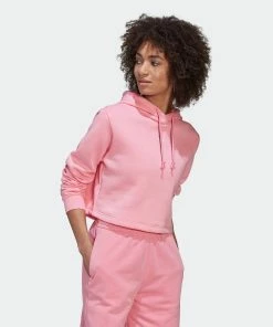 Women's Adidas Originals Adicolor Essentials Crop Fleece Hoodie Bliss Pink PINK -Women Shop Women sadidasOriginalsAdicolorEssentialsCropFleeceHoodieBlissPinkHJ7853 5