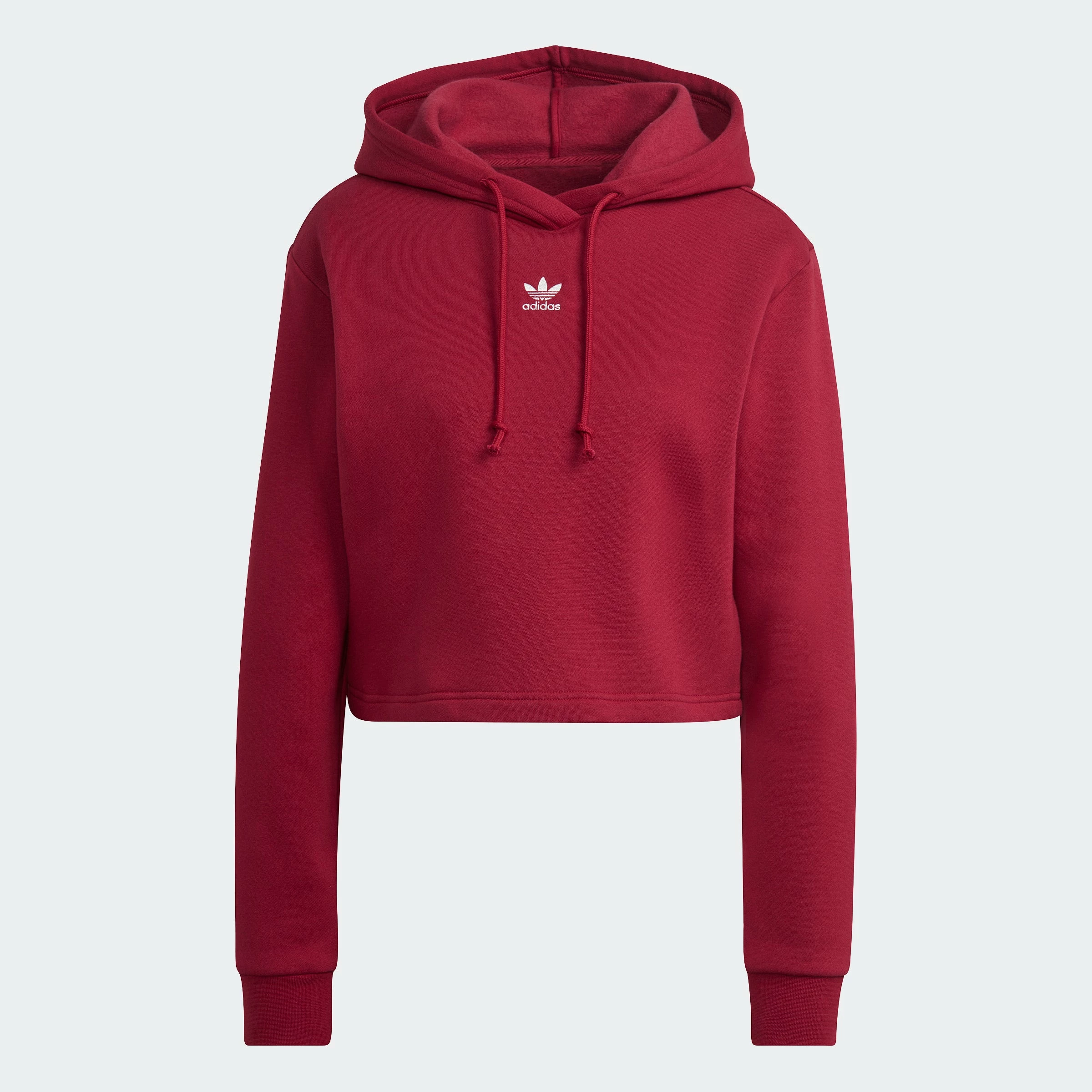 Women's Adidas Originals Adicolor Essentials Crop Fleece Hoodie Burgundy BURGUNDY 3 Women's Adidas Originals Adicolor Essentials Crop Fleece Hoodie Burgundy BURGUNDY