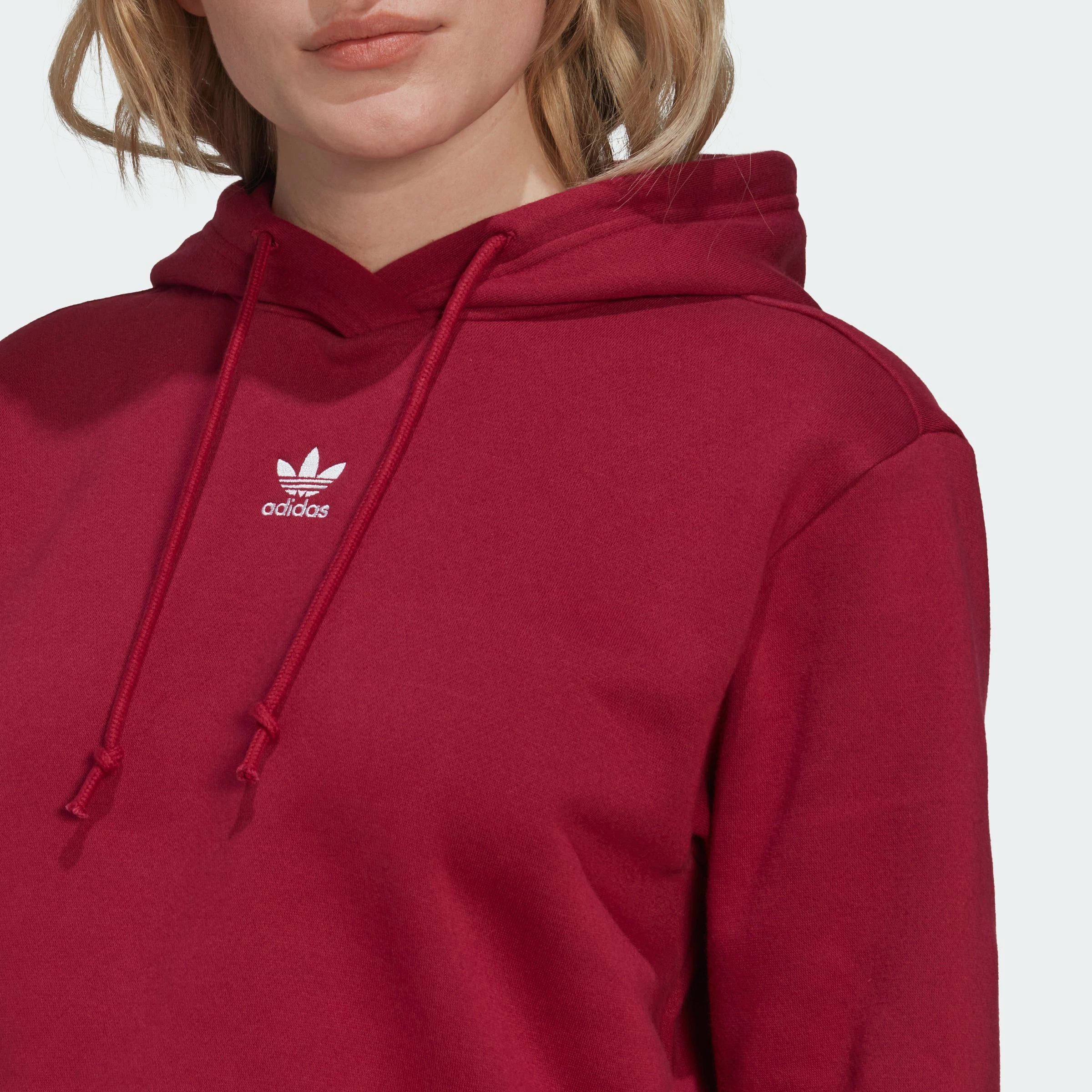 Women's Adidas Originals Adicolor Essentials Crop Fleece Hoodie Burgundy BURGUNDY 8 Women's Adidas Originals Adicolor Essentials Crop Fleece Hoodie Burgundy BURGUNDY - Image 6