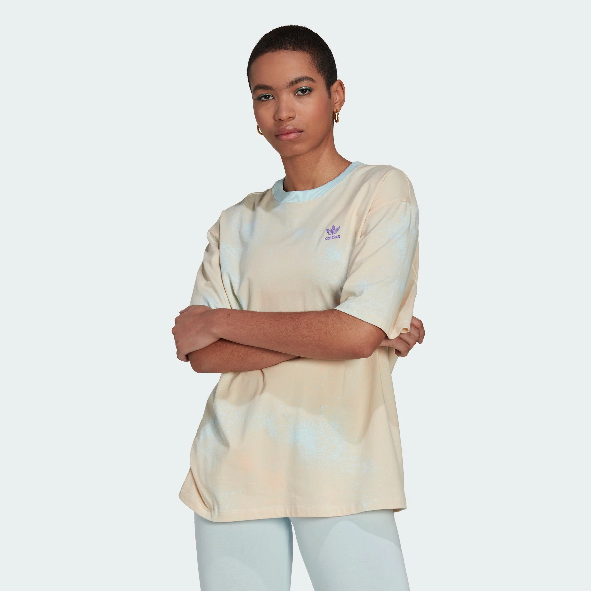 Women's Adidas Originals Allover Print Tee Almost Blue BLUE 4 Women's Adidas Originals Allover Print Tee Almost Blue BLUE - Image 2